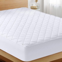 Quilted Fitted Mattress Pad Elastic Fitted Mattress Protector Machine Washable Mattress Topper