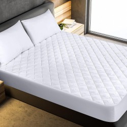 Quilted Fitted Mattress Pad Elastic Fitted Mattress Protector Machine Washable Mattress Topper