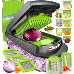 Mueller Pro-Series 10-in-1, 8 Blade Vegetable Chopper, Onion Mincer, Cutter, Dicer, Egg Slicer with Container