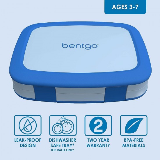Bentgo Kids Bento-Style 5-Compartment Lunch Box - Ideal Portion Sizes for Ages 3 to 7 - Leak-Proof, Drop-Proof, Dishwasher Safe, BPA-Free, & Made with Food-Safe Materials