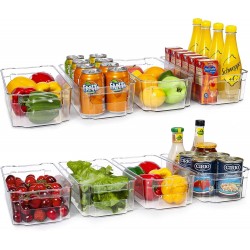 HOOJO Refrigerator Organizer Bins Clear Plastic Bins For Fridge, Freezer, Kitchen Cabinet, Pantry Organization, BPA Free Fridge Organizer