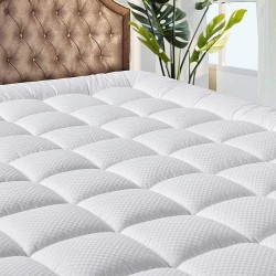 MATBEBY Bedding Quilted Fitted Mattress Pad Cooling Breathable Fluffy Soft Stretches up to 21 Inch Deep,Mattress Topper, Protector