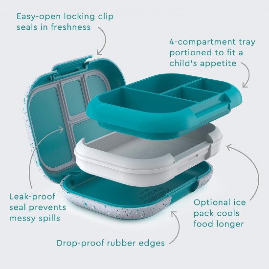 Bentgo Kids Chill Lunch Box - Confetti Designed Leak-Proof Bento Box & Removable Ice Pack - 4 Compartments, Microwave & Dishwasher Safe