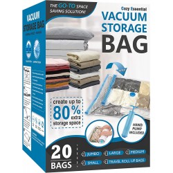 Vacuum Storage Bags, Space Saver Bags Compression for Comforters and Blankets, Sealer Clothes Storage, Hand Pump Included