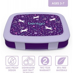 Kids Prints Leak-Proof, 5-Compartment Bento-Style Kids Lunch Box - Ideal Portion Sizes for Ages 3 to 7 - BPA-Free, Dishwasher Safe, Food-Safe Materials